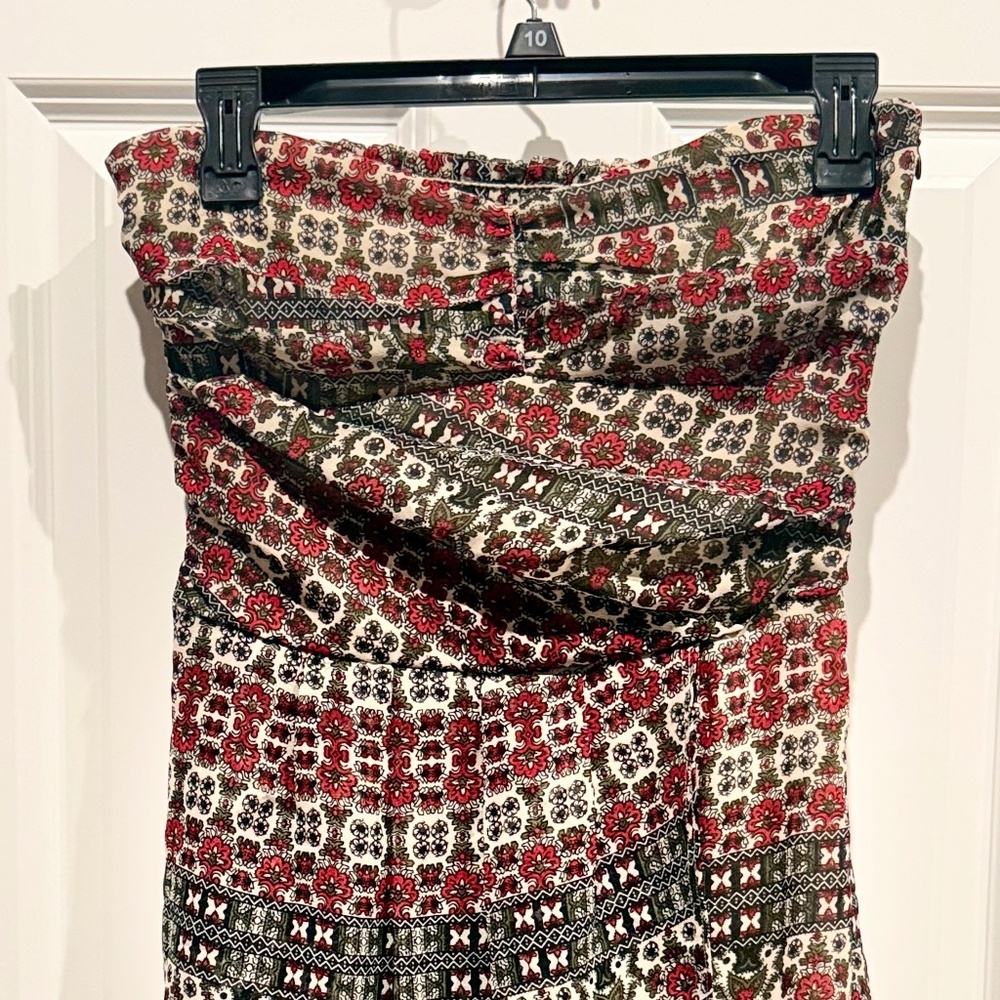 Mango Boho Floral Strapless Smocked Dress – Multicolor – Size XS